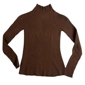 Montagut Top Womens T2 Mock Neck Ribbed Long Sleeve Lambswool Cashmere Blend
